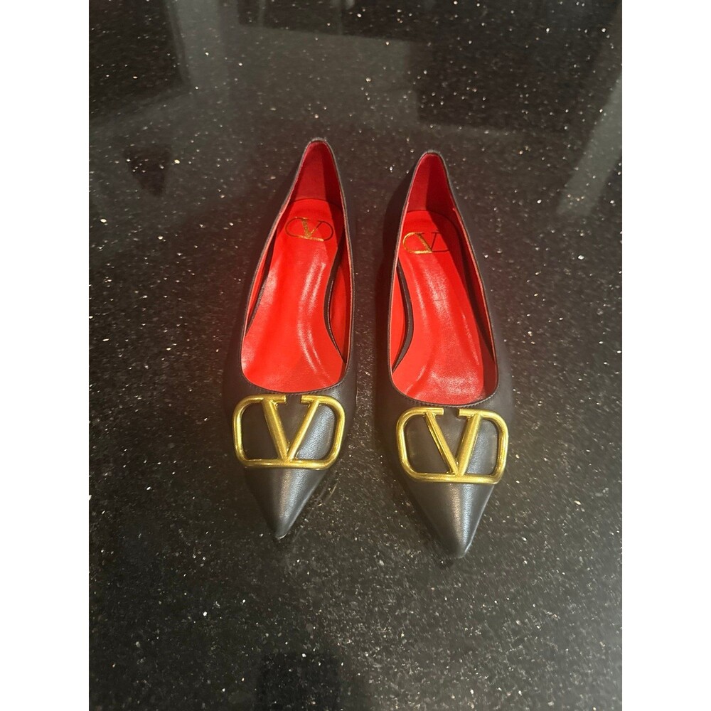 VALENTINO GARAVANI Authentic Leather Flats Shoes Size 35 Women’s